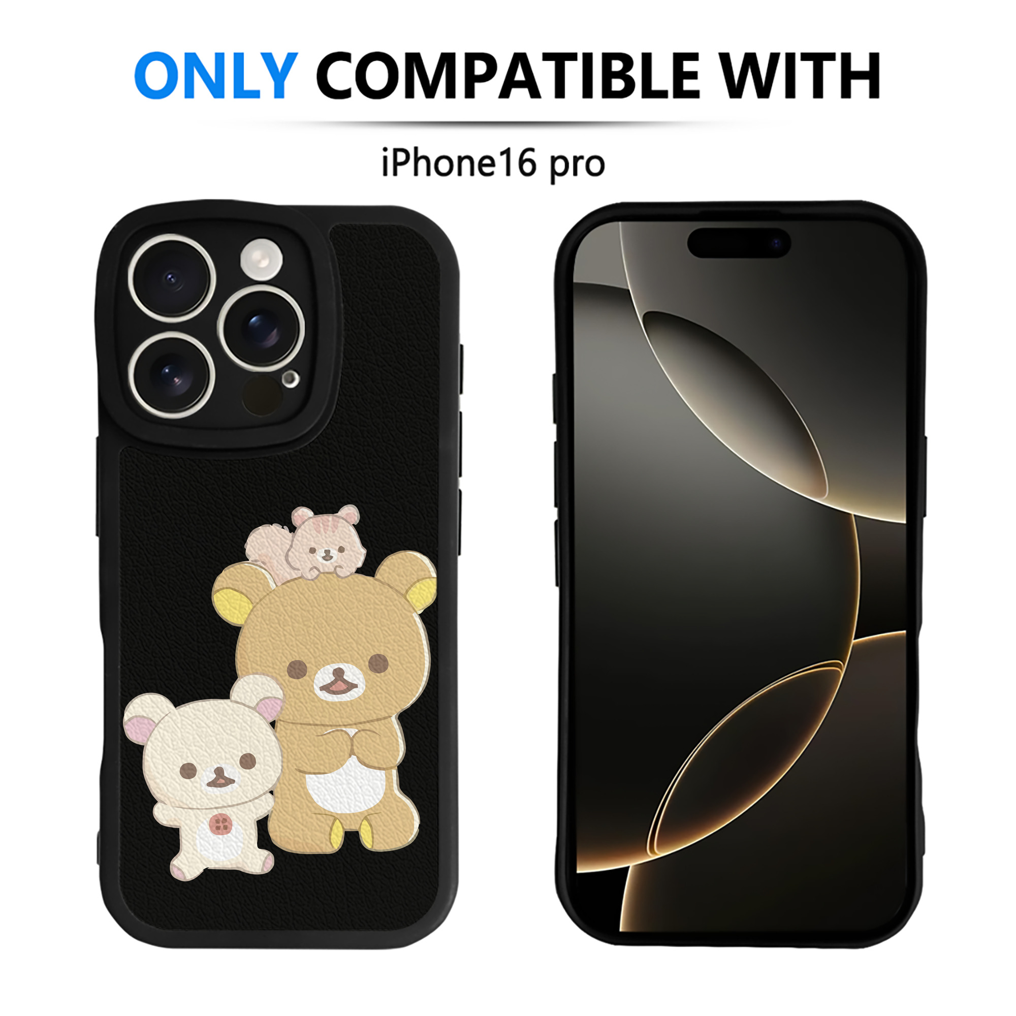 （画像用） リラックマ リラックマ キイロイトリ Rilakkuma Korilakkuma Kiiroitori 【iPhone 16シリーズ対応】シリコンスマホケース（レザー調） 材質：シリコン